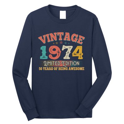 Vintage Limited Edition 1974 50 Years Of Being Awesome Birthday Long Sleeve Shirt