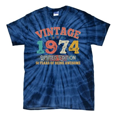 Vintage Limited Edition 1974 50 Years Of Being Awesome Birthday Tie-Dye T-Shirt