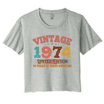 Vintage Limited Edition 1974 50 Years Of Being Awesome Birthday Women's Crop Top Tee