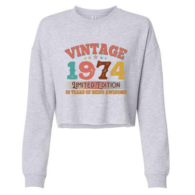 Vintage Limited Edition 1974 50 Years Of Being Awesome Birthday Cropped Pullover Crew