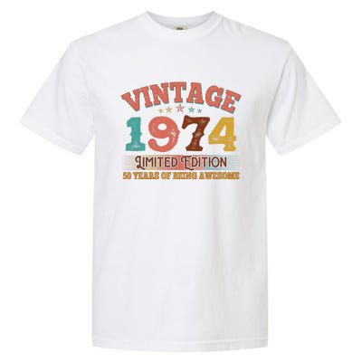 Vintage Limited Edition 1974 50 Years Of Being Awesome Birthday Garment-Dyed Heavyweight T-Shirt