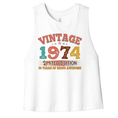 Vintage Limited Edition 1974 50 Years Of Being Awesome Birthday Women's Racerback Cropped Tank