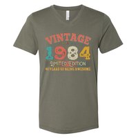 Vintage Limited Edition 1984 40 Years Of Being Awesome Birthday V-Neck T-Shirt