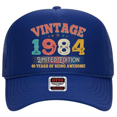 Vintage Limited Edition 1984 40 Years Of Being Awesome Birthday High Crown Mesh Back Trucker Hat