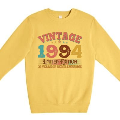 Vintage Limited Edition 1994 30 Years Of Being Awesome Birthday Premium Crewneck Sweatshirt