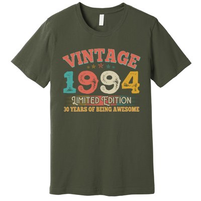 Vintage Limited Edition 1994 30 Years Of Being Awesome Birthday Premium T-Shirt