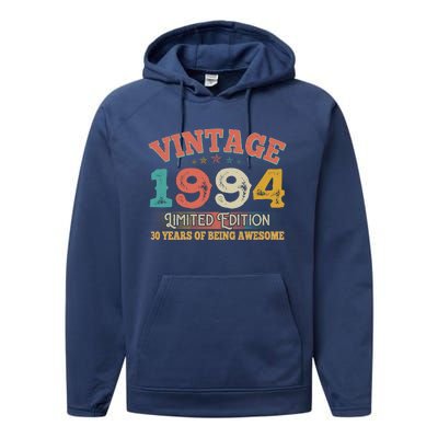 Vintage Limited Edition 1994 30 Years Of Being Awesome Birthday Performance Fleece Hoodie