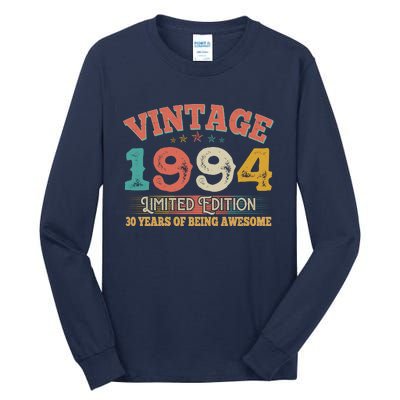 Vintage Limited Edition 1994 30 Years Of Being Awesome Birthday Tall Long Sleeve T-Shirt