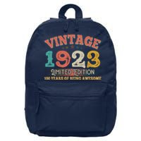 Vintage Limited Edition 1923 100 Years Of Being Awesome Birthday 16 in Basic Backpack