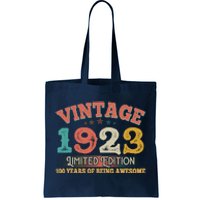 Vintage Limited Edition 1923 100 Years Of Being Awesome Birthday Tote Bag