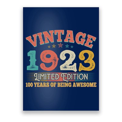 Vintage Limited Edition 1923 100 Years Of Being Awesome Birthday Poster
