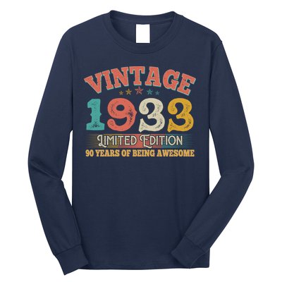 Vintage Limited Edition 1933 90 Years Of Being Awesome Birthday Long Sleeve Shirt