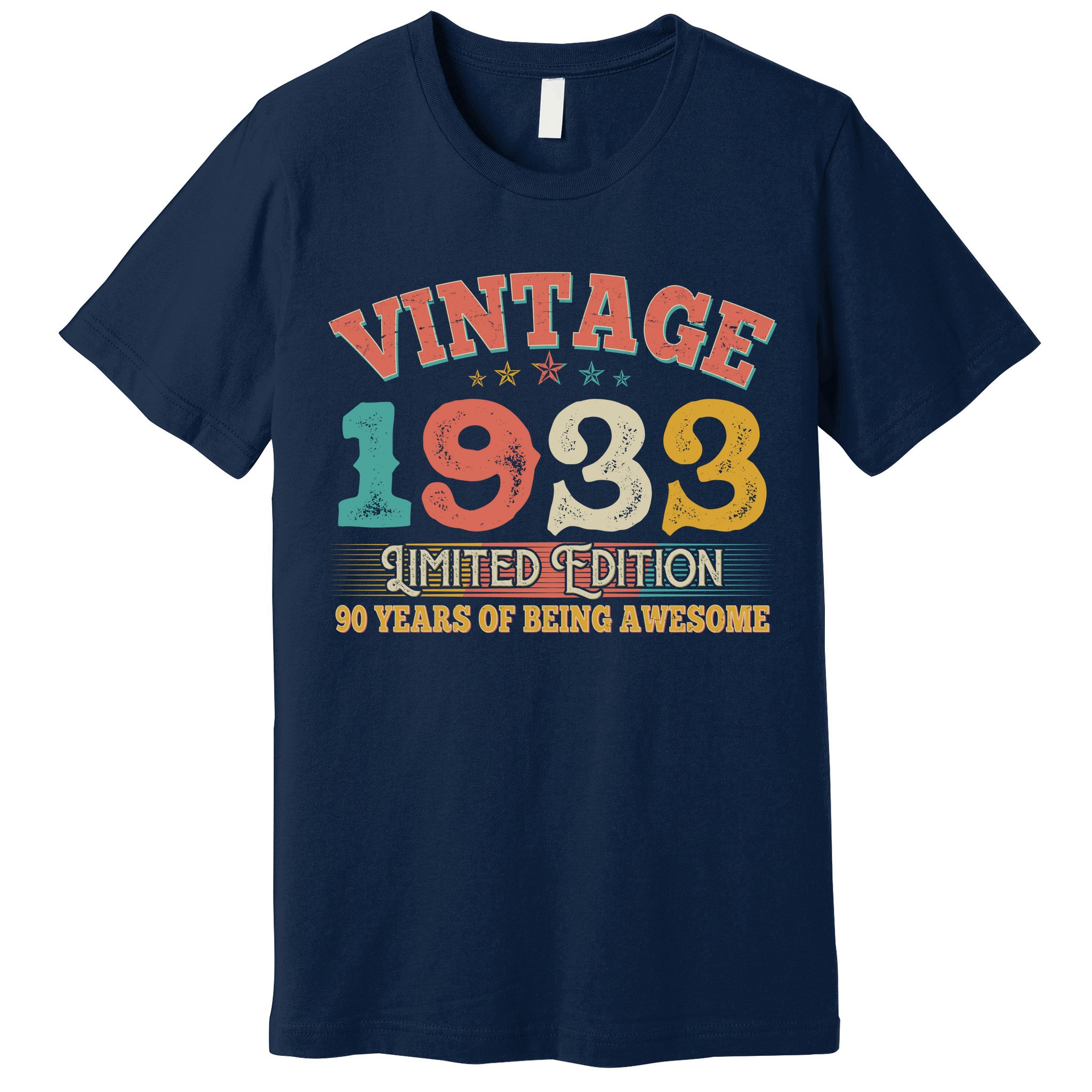 Vintage Limited Edition 1933 90 Years Of Being Awesome Birthday Premium T-Shirt
