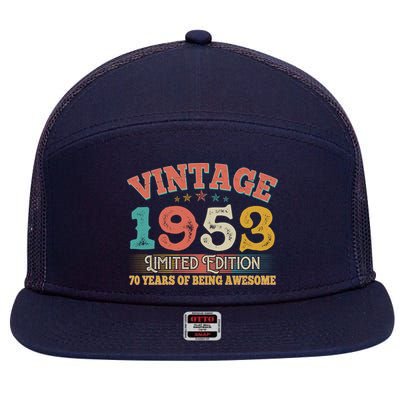Vintage Limited Edition 1953 70 Years Of Being Awesome Birthday 7 Panel Mesh Trucker Snapback Hat