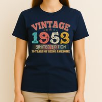Vintage Limited Edition 1953 70 Years Of Being Awesome Birthday T-Shirt