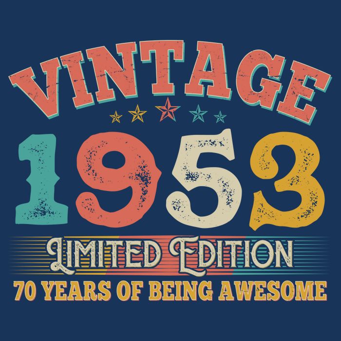 Vintage Limited Edition 1953 70 Years Of Being Awesome Birthday T-Shirt