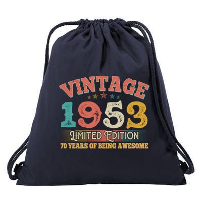 Vintage Limited Edition 1953 70 Years Of Being Awesome Birthday Drawstring Bag