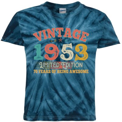 Vintage Limited Edition 1953 70 Years Of Being Awesome Birthday Kids Tie-Dye T-Shirt