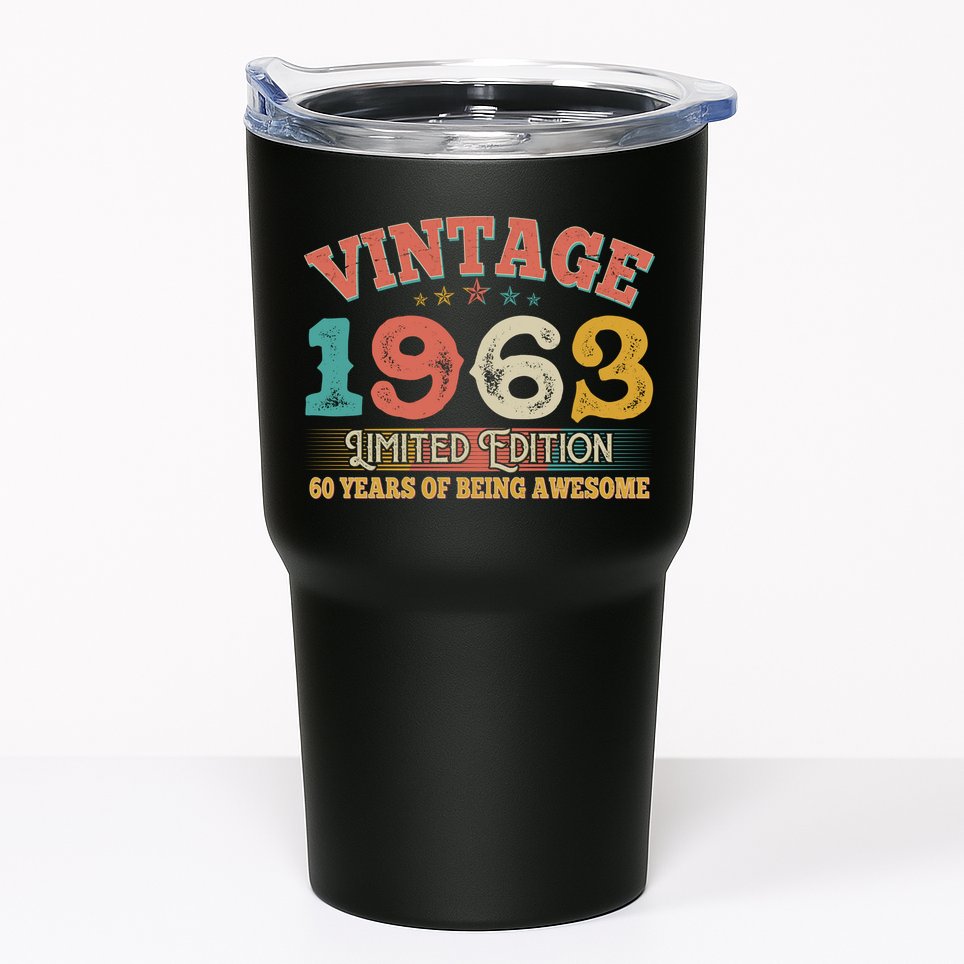 Vintage Limited Edition 1963 60 Years Of Being Awesome Birthday Tumbler