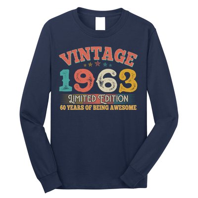 Vintage Limited Edition 1963 60 Years Of Being Awesome Birthday Long Sleeve Shirt