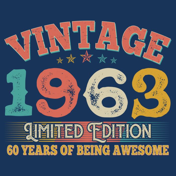 Vintage Limited Edition 1963 60 Years Of Being Awesome Birthday Bucket Hat