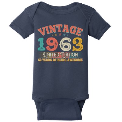 Vintage Limited Edition 1963 60 Years Of Being Awesome Birthday Baby Bodysuit