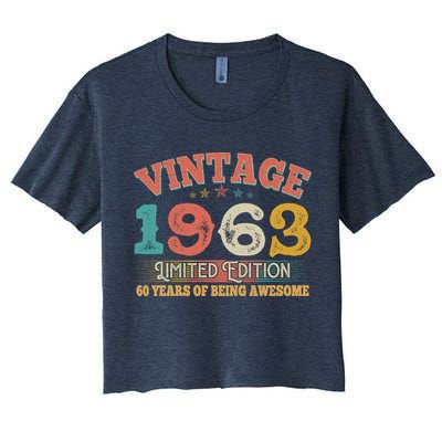 Vintage Limited Edition 1963 60 Years Of Being Awesome Birthday Crop Top