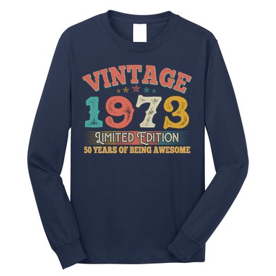 Vintage Limited Edition 1973 50 Years Of Being Awesome Birthday Long Sleeve Shirt