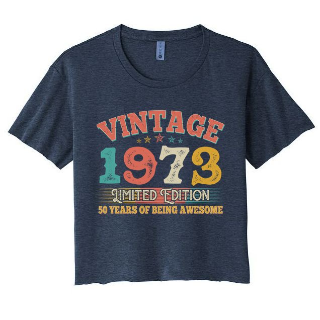 Vintage Limited Edition 1973 50 Years Of Being Awesome Birthday Crop Top