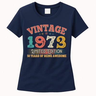 Vintage Limited Edition 1973 50 Years Of Being Awesome Birthday Womens T-Shirt