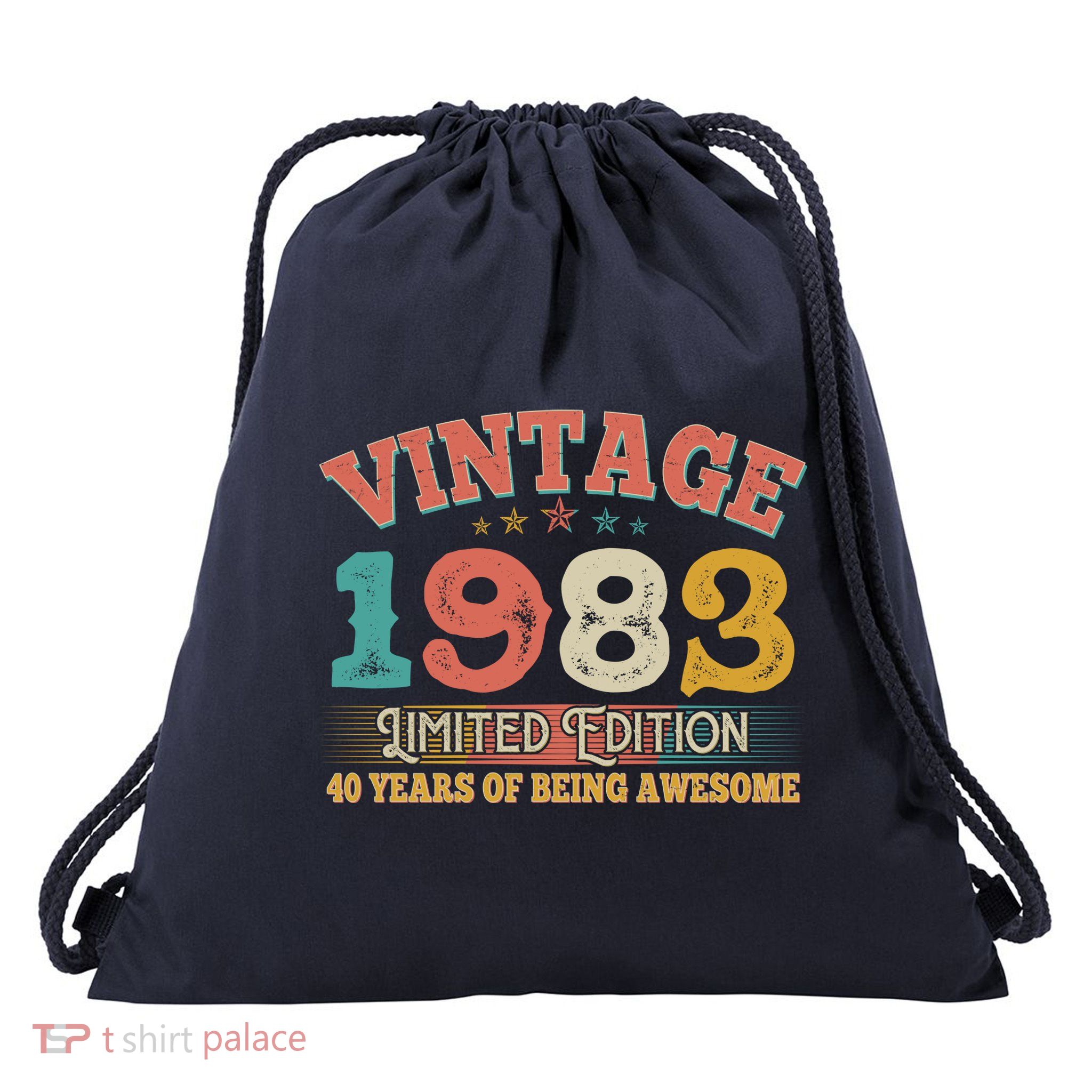 Vintage Limited Edition 1983 40 Years Of Being Awesome Birthday Drawstring Bag