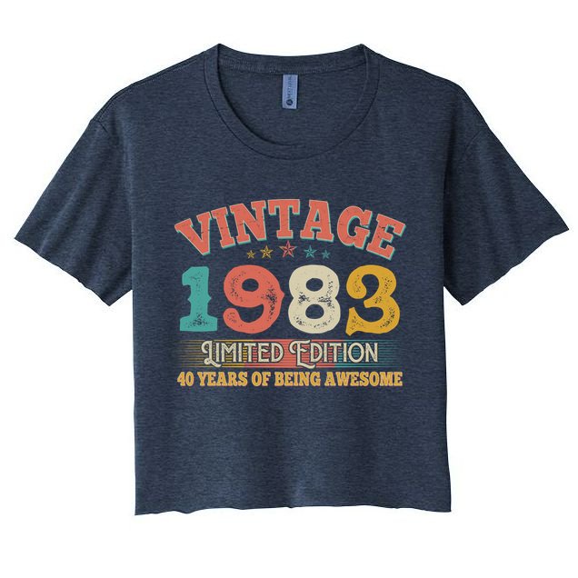 Vintage Limited Edition 1983 40 Years Of Being Awesome Birthday Crop Top