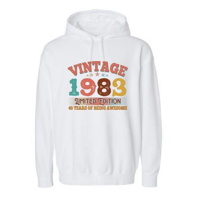 Vintage Limited Edition 1983 40 Years Of Being Awesome Birthday Garment-Dyed Fleece Hoodie