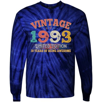 Vintage Limited Edition 1993 30 Years Of Being Awesome Birthday Tie-Dye Long Sleeve Shirt