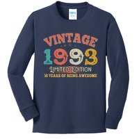 Vintage Limited Edition 1993 30 Years Of Being Awesome Birthday Kids Long Sleeve Shirt