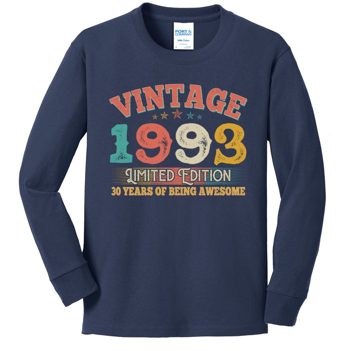 Vintage Limited Edition 1993 30 Years Of Being Awesome Birthday Kids Long Sleeve Shirt