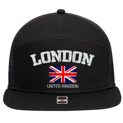 Vintage London England United Kingdom Souvenir Gift 7 Panel Mesh Trucker Snapback Hat