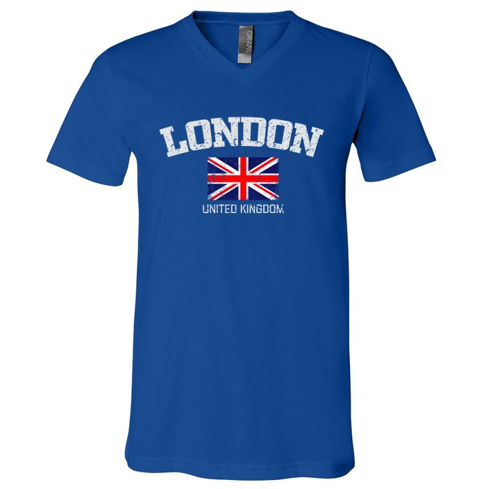 Vintage London England United Kingdom Souvenir Gift V-Neck T-Shirt