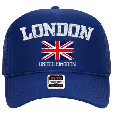 Vintage London England United Kingdom Souvenir Gift High Crown Mesh Back Trucker Hat