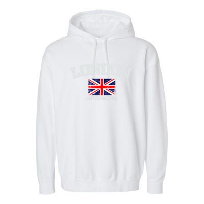 Vintage London England United Kingdom Souvenir Gift Garment-Dyed Fleece Hoodie