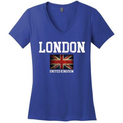 Vintage London England United Kingdom Souvenir Gift Cool Gift Women's V-Neck T-Shirt