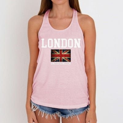 Vintage London England United Kingdom Souvenir Gift Cool Gift Women's Knotted Racerback Tank