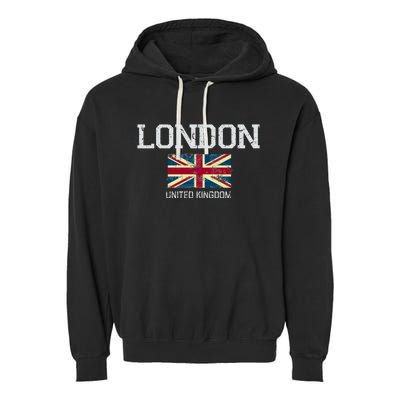 Vintage London England United Kingdom Souvenir Gift Cool Gift Garment-Dyed Fleece Hoodie