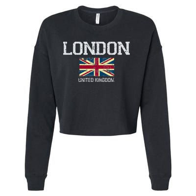 Vintage London England United Kingdom Souvenir Gift Cool Gift Cropped Pullover Crew