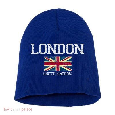 Vintage London England United Kingdom Souvenir Gift Cool Gift Short Acrylic Beanie