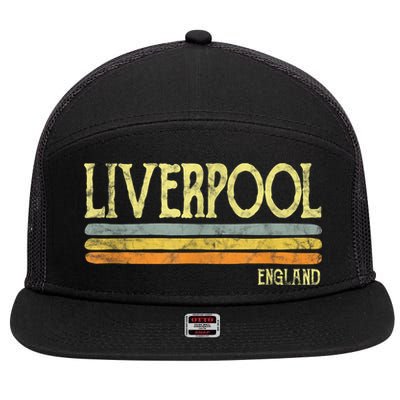 Vintage Liverpool England Tshirt British Love Gift Souvenir 7 Panel Mesh Trucker Snapback Hat