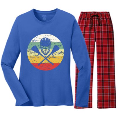 Vintage Lacrosse Funny Lacrosse For College Lacrosse Women's Long Sleeve Flannel Pajama Set 