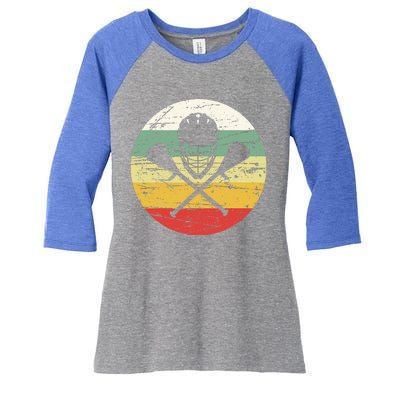 Vintage Lacrosse Funny Lacrosse For College Lacrosse Women's Tri-Blend 3/4-Sleeve Raglan Shirt