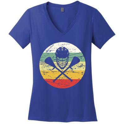 Vintage Lacrosse Funny Lacrosse For College Lacrosse Women's V-Neck T-Shirt