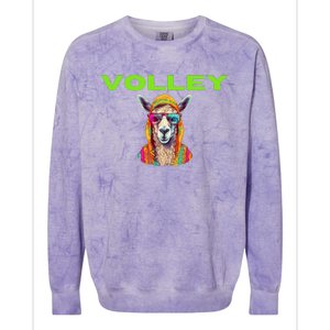 Volley Llama Funny Pickleball Colorblast Crewneck Sweatshirt